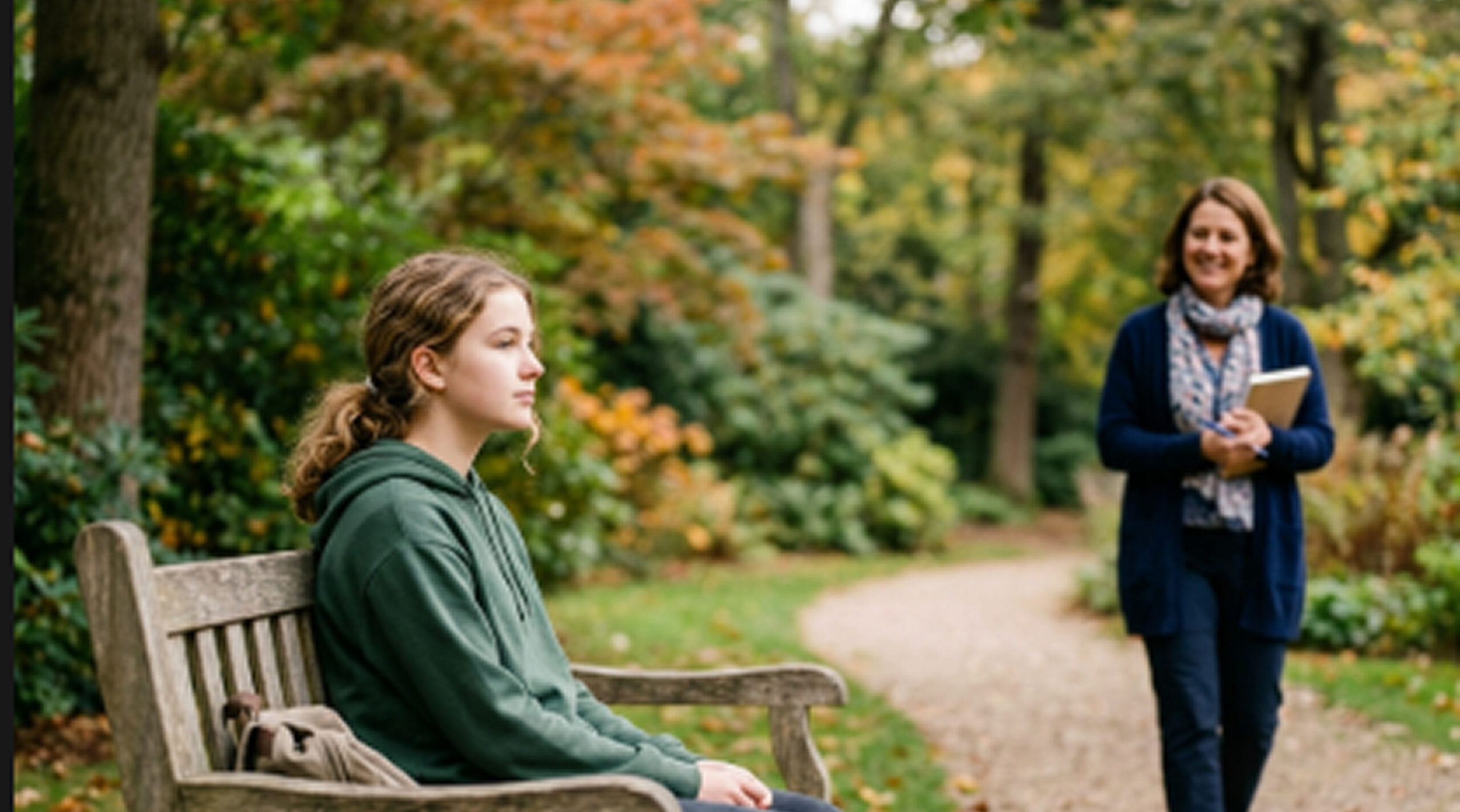 Teenage sitting calmly