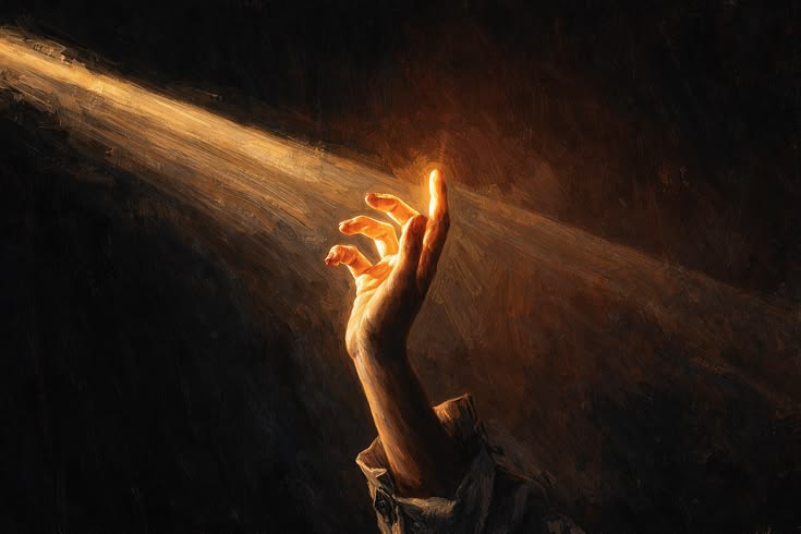 Hand reaching for light